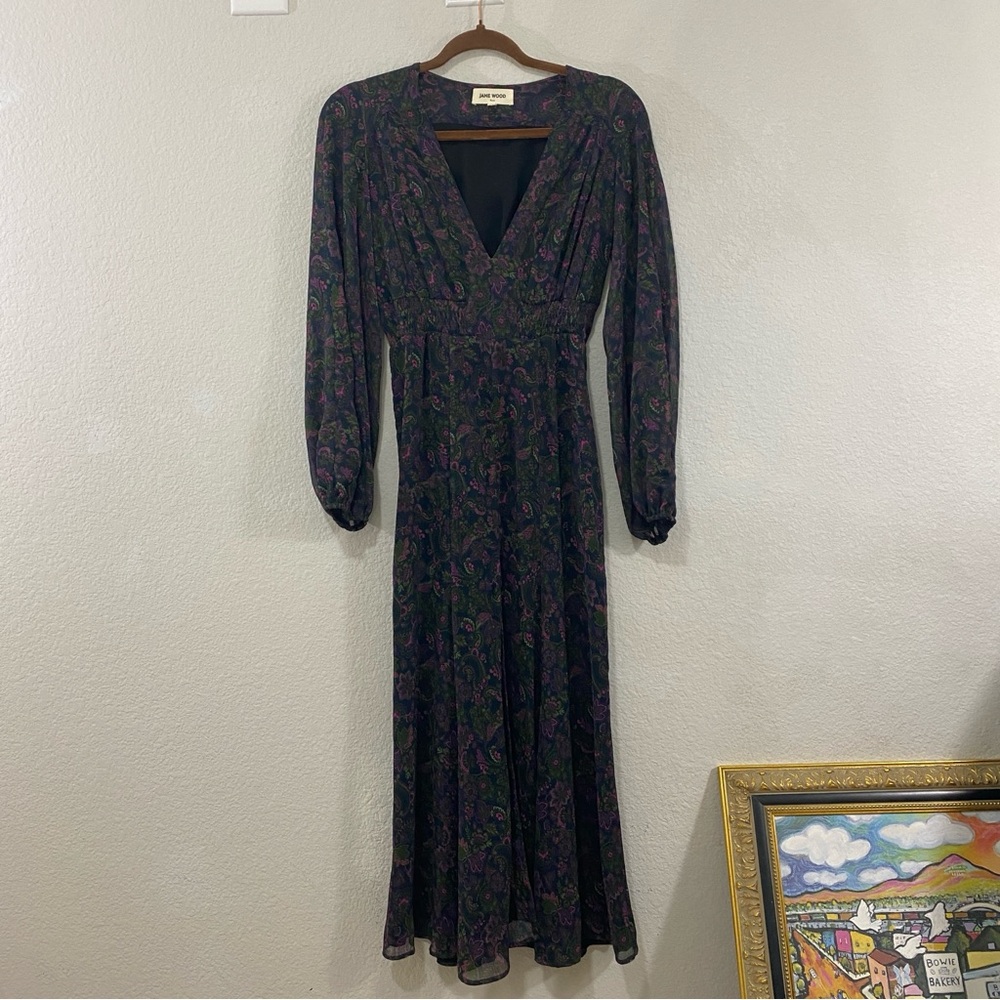 Jane Wood Paris Floral Long Sleeve Maxi Dress, V Neck